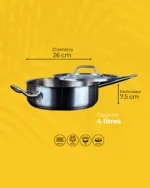 Sauteuse Professionnelle en Inox avec Couvercle – HOMICHEF – Image 2