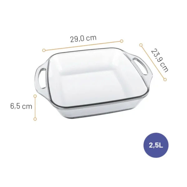Plat à Four Carré en Verre Marinex Seletta – 2,5 Litres