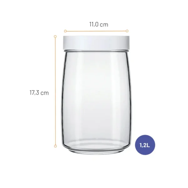 Bocal en Verre Lisse Nadir – 1,2 Litre (Design Épuré)