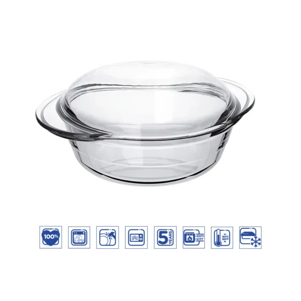 Cocotte de Cuisson en Verre avec Couvercle Marinex – 2,8 Litres