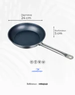 Poêle avec revêtement antiadhésif en inox alimentaire 24 x 5cm – Image 2