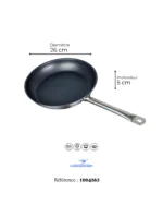 Poêle avec revêtement antiadhésif en inox alimentaire 26 x 5cm – Image 2