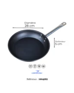 Poêle avec revêtement antiadhésif en inox alimentaire 28 x 5cm – Image 3