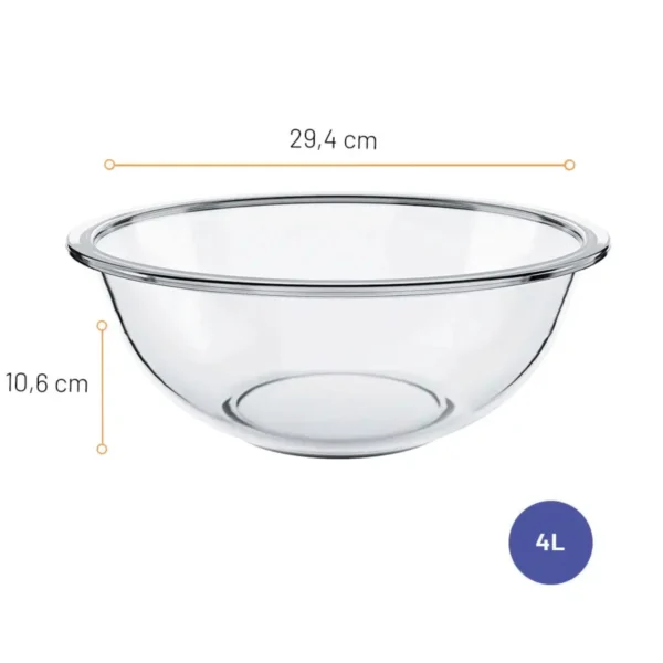 Grand Saladier / Bol de Préparation en Verre Nadir – 4 Litres (Format XXL)