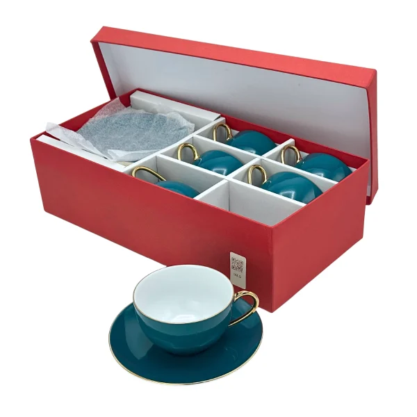 Coffret service à lait/thé en porcelaine – 6 tasses et 6 soucoupes
