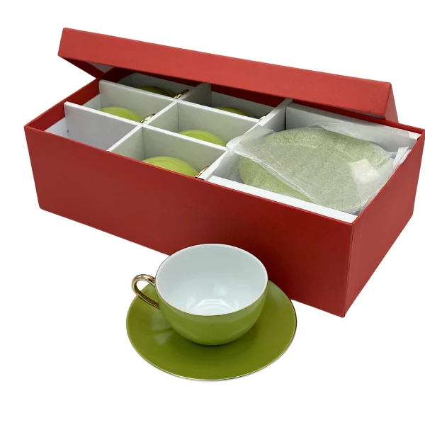 Coffret de Service 6 Tasses et Soucoupes en Porcelaine