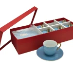 Coffret de Service 6 Tasses à Café et Soucoupes en Porcelaine Bleu Ciel