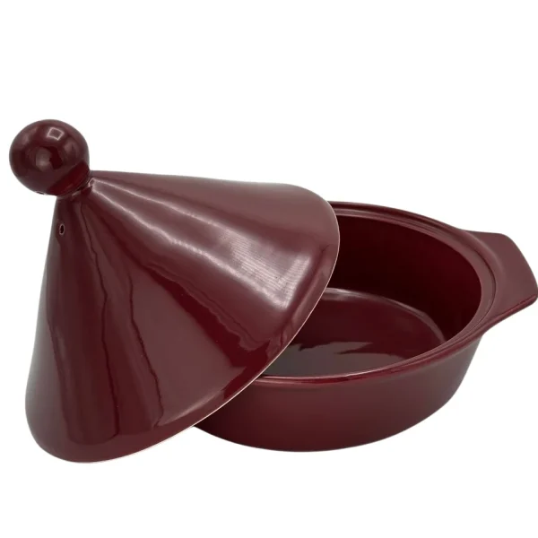 Tajine de Service en Porcelaine Rouge Grenat