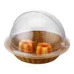 Panier à Pain en Poly-Rotin Foncé Ø36 cm avec Cloche - Sunnex CX5014V