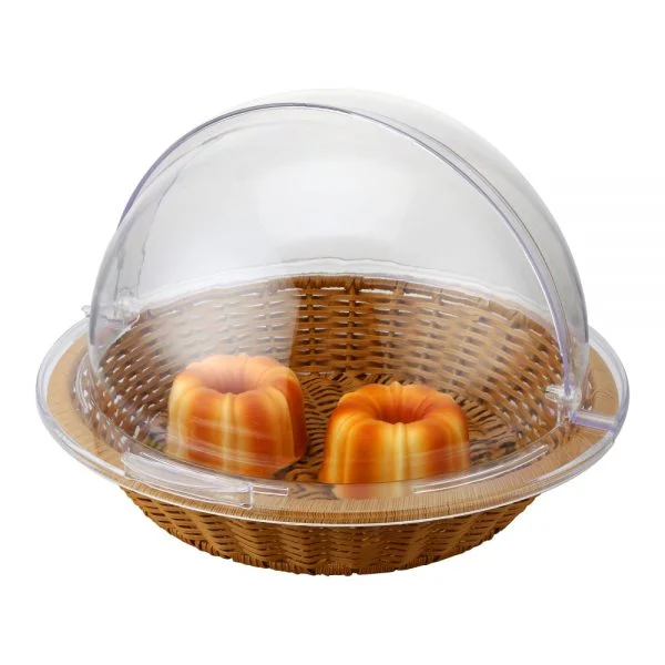 Panier à Pain en Poly-Rotin Foncé Ø36 cm avec Cloche - Sunnex CX5014V