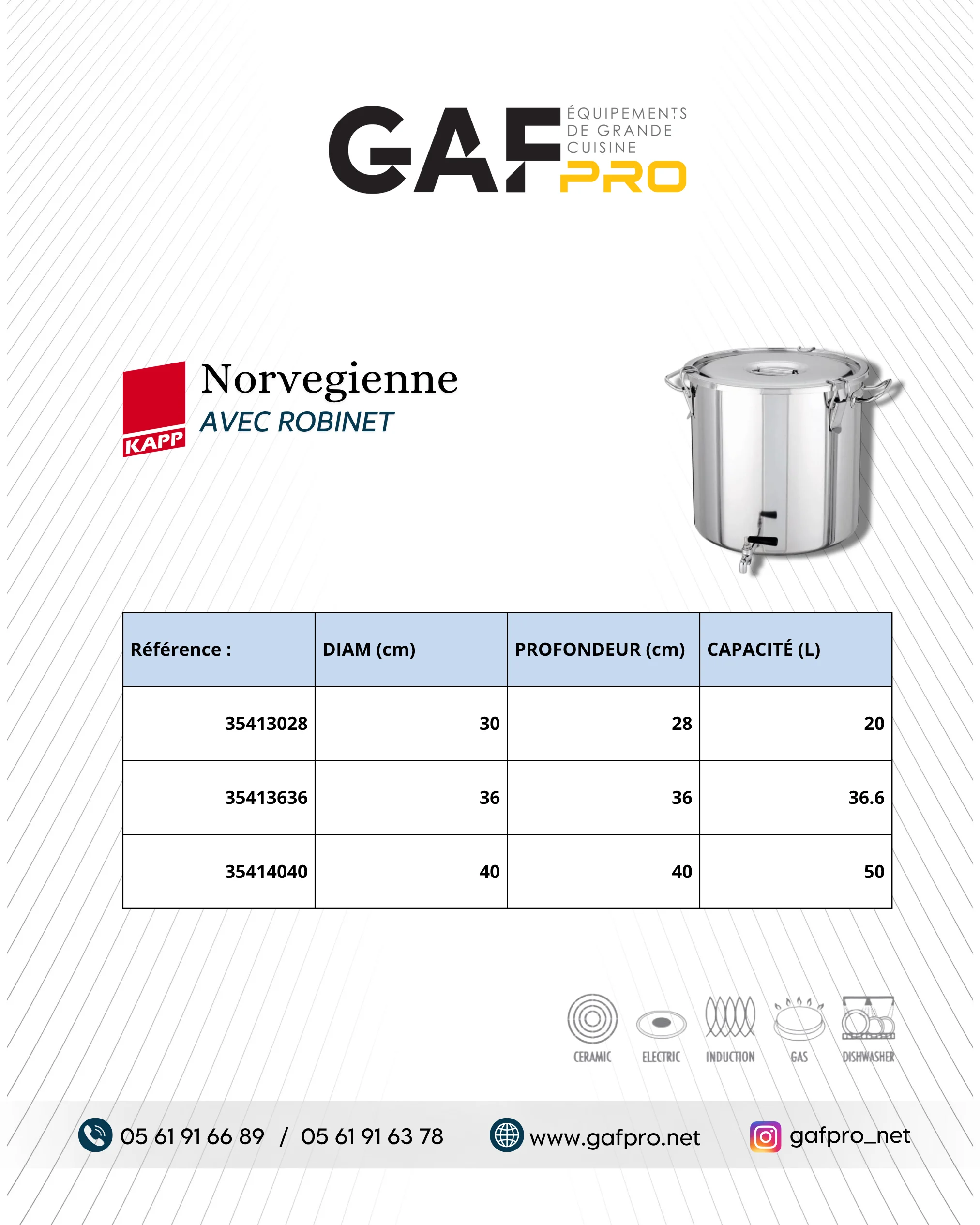 Marmite Isotherme Norvégienne en Inox avec Robinet de Vidange - KAPP (20L, 36.6L, 50L)